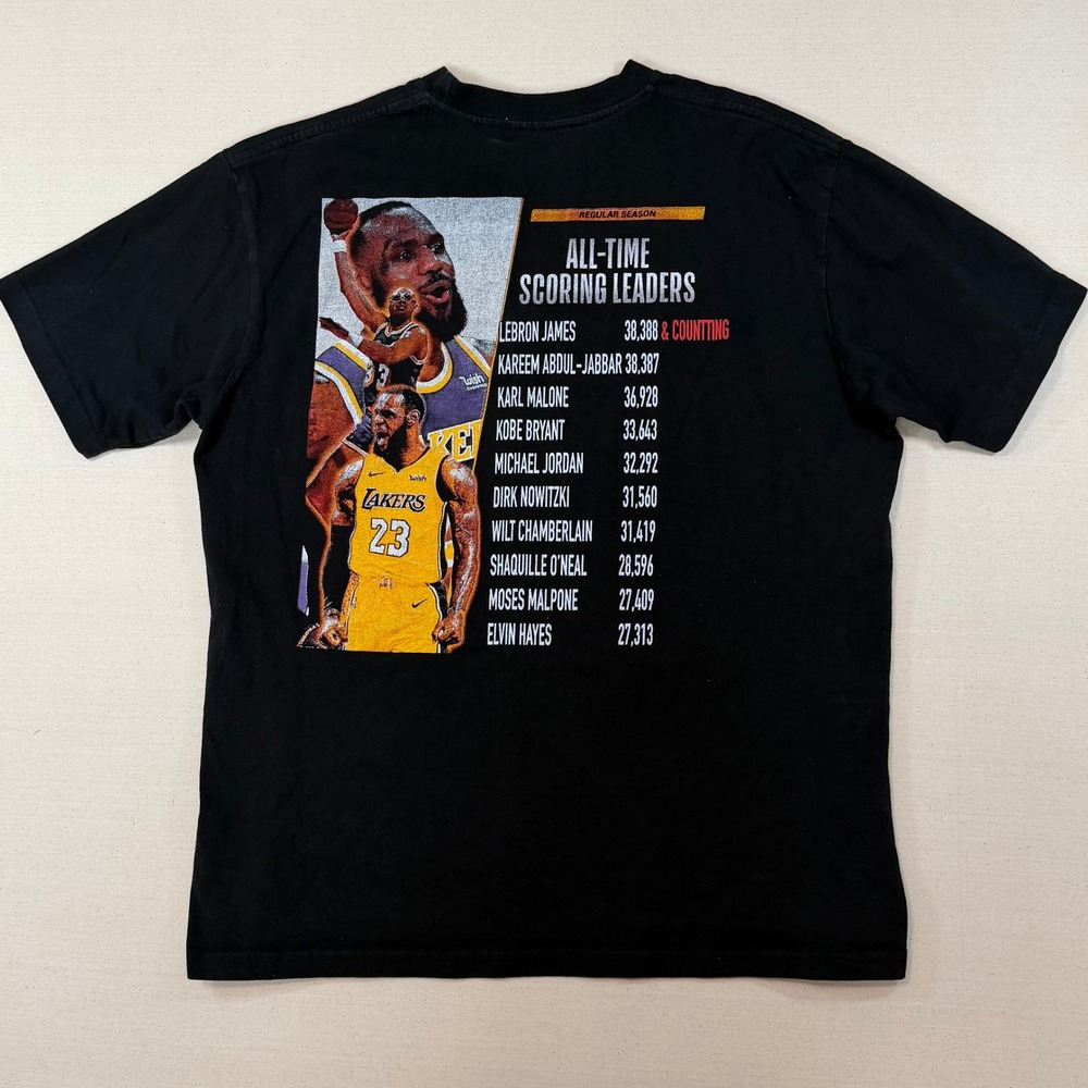 LeBron James All-Time Leading Scorer Lakers Black Graphic T-Shirt Mens XL - Picture 3 of 7